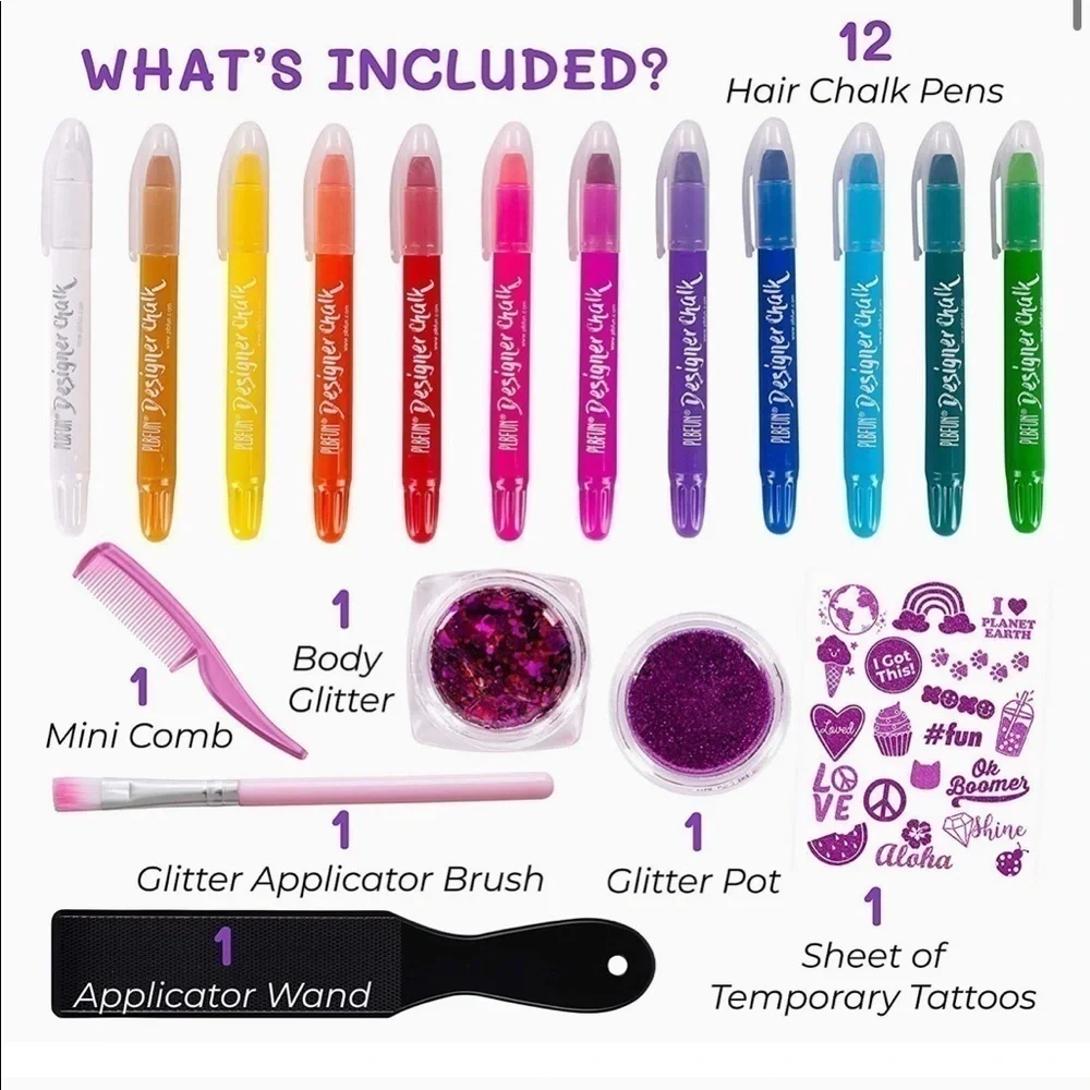 Brand New Hair Chalk & Glitter Style Set Temporary Hair Color Sealed